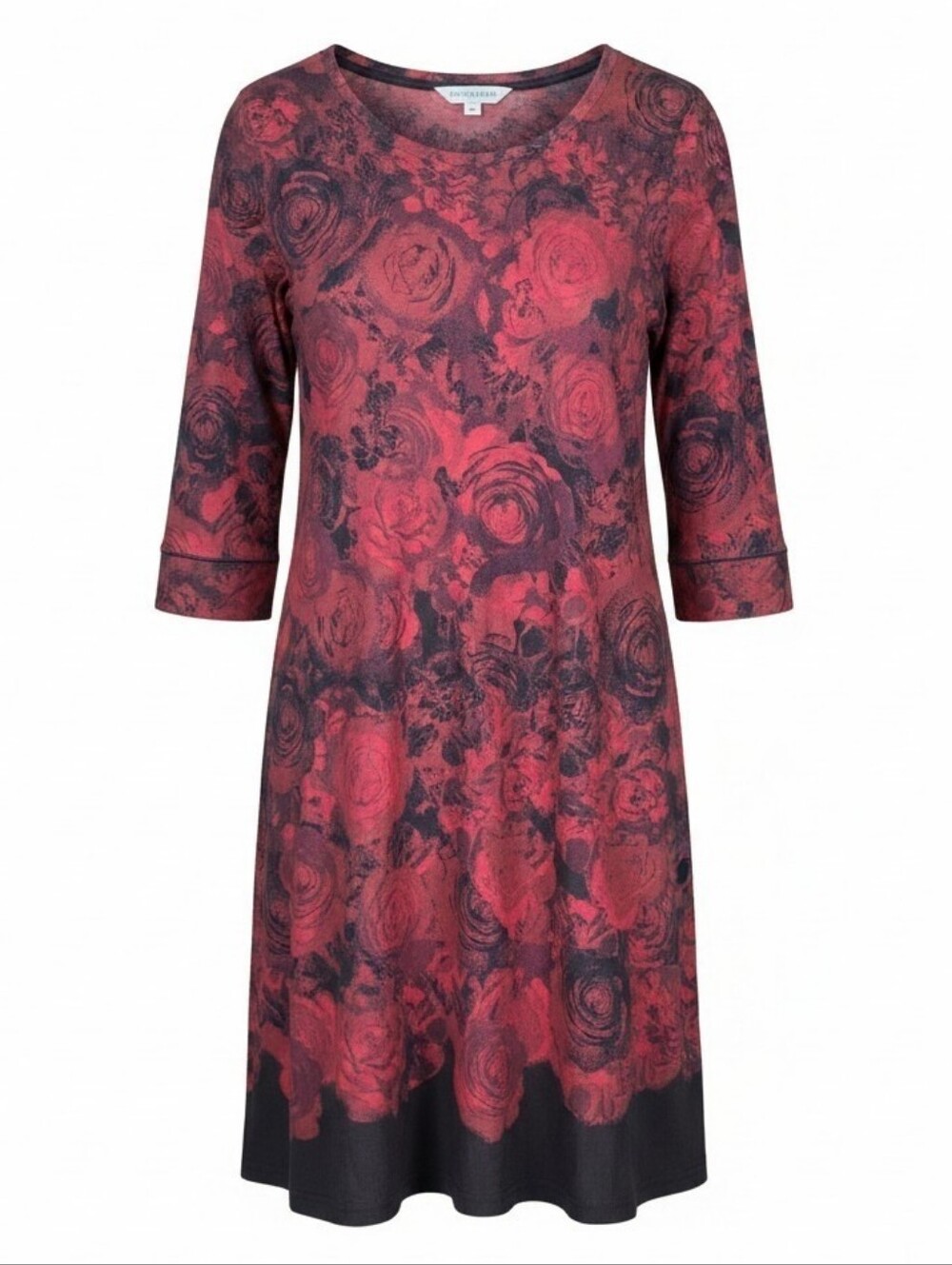 SOMA | Rose Print Cotton Modal Red Black Sleep Shirt Nightgown Lounge Dress | L